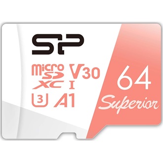 Silicon Power 64GB Superior UHS-1 Class10 U3 V30 A1 vízálló ütésálló microSDXC memóriakártya BOX fehér