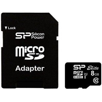 Silicon Power 8GB Elite adapteres UHS-1 U1 microSDHC memóriakártya BOX fekete