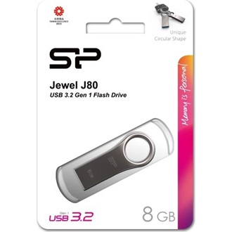 Silicon Power 8GB Jewel J80 USB-A 3.2 Gen1 pendrive BOX ezüst
