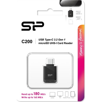 Silicon Power C200 USB-C microSDXC kártyaolvasó fekete