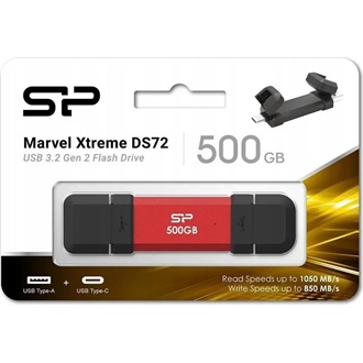 Silicon Power DS72 500GB USB-A/C 3.2 Gen2 NVMe M.2 2280 külső SSD piros