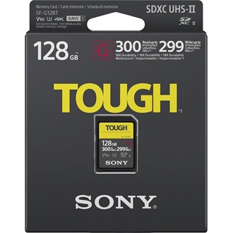 Sony 128GB SF-G Tough UHS-II Class10 U3 V90 vízálló ütésálló SDXC memóriakártya BOX fekete