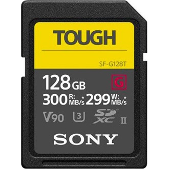 Sony 128GB SF-G Tough UHS-II Class10 U3 V90 vízálló ütésálló SDXC memóriakártya BOX fekete