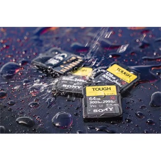 Sony 128GB SF-G Tough UHS-II Class10 U3 V90 vízálló ütésálló SDXC memóriakártya BOX fekete