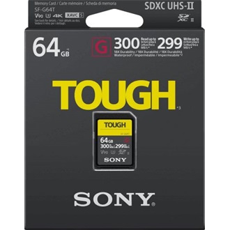 Sony 64GB SF-G Tough UHS-II Class10 U3 V90 vízálló ütésálló microSDXC memóriakártya BOX fekete