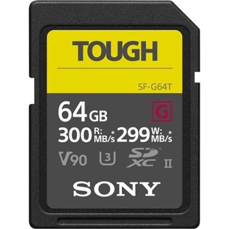 Sony 64GB SF-G Tough UHS-II Class10 U3 V90 vízálló ütésálló microSDXC memóriakártya BOX fekete