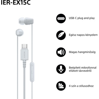 Sony IER-EX15C fülhallgató headset fehér
