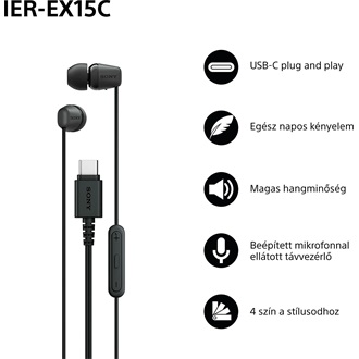 Sony IER-EX15C fülhallgató headset fekete