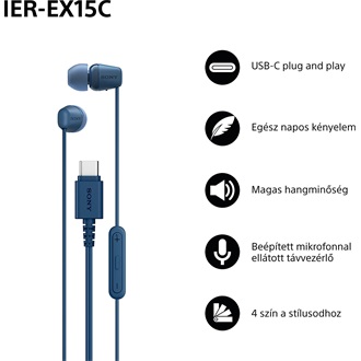 Sony IER-EX15C fülhallgató headset kék