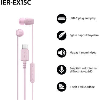 Sony IER-EX15C fülhallgató headset rózsaszín