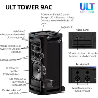 Sony ULT TOWER 9AC Party Speaker 2.1 hangszóró fekete