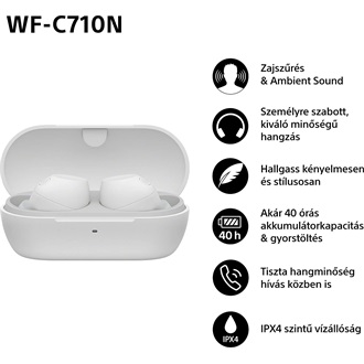 Sony WFC710 True Wireless Bluetooth zajszűrős fehér fülhallgató