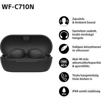 Sony WFC710 True Wireless Bluetooth zajszűrős fekete fülhallgató