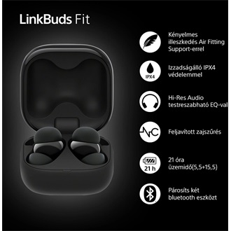 Sony WF-LS910N Linkbuds Fit zajszürős True Wireless Bluetooth fekete fülhallgató