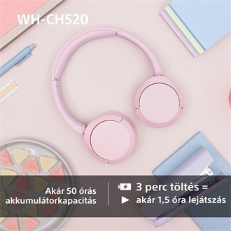 Sony WH-CH520 Bluetooth rózsaszín fejhallgató