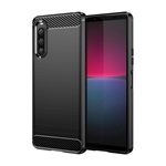 Sony Xperia 10 V Gigapack szilikon telefonvédő ütésállóság, karbon minta, FEKETE