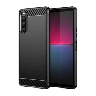 Sony Xperia 10 V Gigapack szilikon telefonvédő ütésállóság, karbon minta, FEKETE