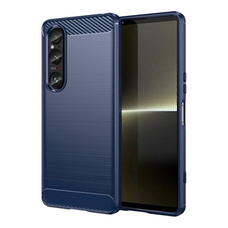 Sony Xperia 1 VI 5G Gigapack Szilikon telefonvédő ütésállóság, karbon minta, SÖTÉTKÉK