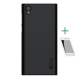 Sony Xperia L1 NILLKIN SUPER FROSTED műanyag telefonvédő gumírozott, érdes felület + képernyővédő fólia, FEKETE