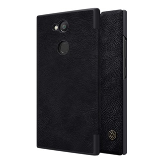 Sony Xperia L2 NILLKIN QIN tok álló, bőr hatású FLIP, kártyazseb, FEKETE
