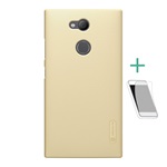 Sony Xperia L2 NILLKIN SUPER FROSTED műanyag telefonvédő gumírozott, érdes felület + képernyővédő fólia, ARANY