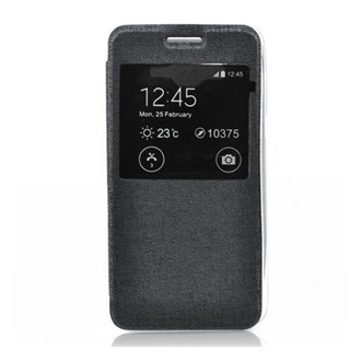 Sony Xperia Z5 Gigapack tok álló, bőr hatású FLIP, ablakos, FEKETE