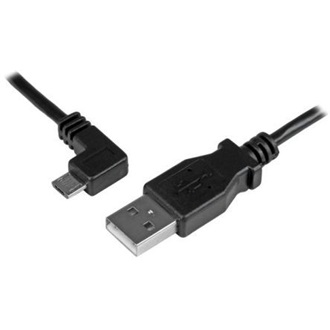 StarTech USB-A 2.0 -> USB-B 2.0 micro M/M adatkábel 0.5m fekete egyenes/bal 90°