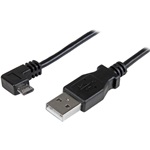 StarTech USB-A 2.0 -> USB-B 2.0 micro M/M adatkábel 0.5m fekete egyenes/jobb 90°