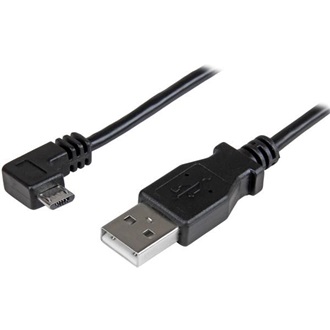 StarTech USB-A 2.0 -> USB-B 2.0 micro M/M adatkábel 0.5m fekete egyenes/jobb 90°