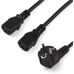 StarTech villásdugó CEE 7/7 (EU) -> 2db C13 M/F tápkábel 2m fekete 10A