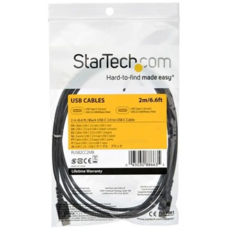 StarTech USB-C -> USB-C M/M adatkábel 2m fekete 60W