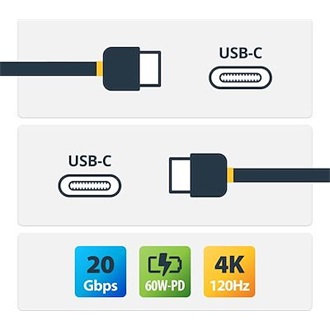 StarTech 20Gbps USB4 -> USB4 M/M adatkábel 3m fekete-szürke