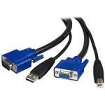 StarTech VGA USB-A 2.0 -> VGA USB-B 2.0 M/F KVM kábel 2m fekete