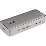 StarTech Dual-Laptop KVM Dual Monitor Docking Station 10-port 135W USB-C dokkoló ezüst