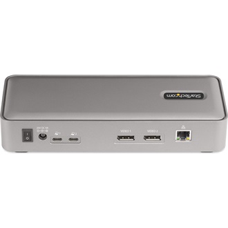 StarTech Dual-Laptop KVM Dual Monitor Docking Station 10-port 135W USB-C dokkoló ezüst