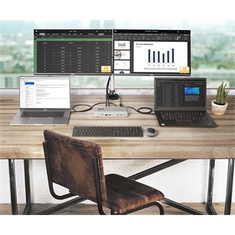 StarTech Dual-Laptop KVM Dual Monitor Docking Station 10-port 135W USB-C dokkoló ezüst