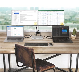 StarTech Dual-Laptop KVM Dual Monitor Docking Station 10-port 135W USB-C dokkoló ezüst