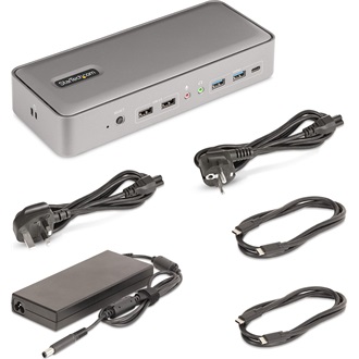 StarTech Dual-Laptop KVM Dual Monitor Docking Station 10-port 135W USB-C dokkoló ezüst