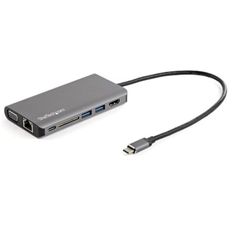 StarTech USB-C / Thunderbolt -> HDMI 1.4 3db USB-A 3.0 Gigabit LAN VGA M/F adapter 0.25m szürke