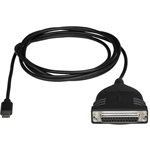 StarTech USB-C -> Parallel DB25 M/F adatkábel 1.8m fekete