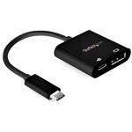 StarTech USB-C / Thunderbolt -> DisplayPort 1.4 USB-C M/F adapter 0.2m fekete