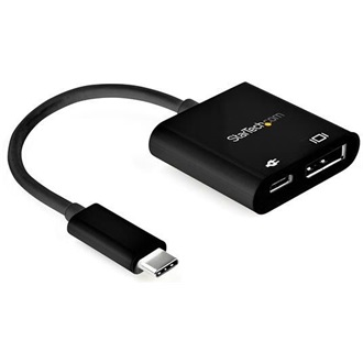 StarTech USB-C / Thunderbolt -> DisplayPort 1.4 USB-C M/F adapter 0.2m fekete