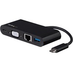 StarTech USB-C -> VGA USB-A 3.0 Gigabit LAN USB-C M/F adapter 0.1m fekete