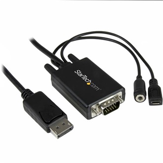 StarTech Displayport -> VGA Jack stereo 3,5mm M/M video jelkábel 3m fekete