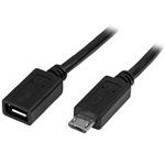 StarTech USB micro B M/F adatkábel hosszabbító 0.5m fekete