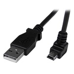 StarTech USB-A 2.0 -> USB-B 2.0 mini M/M adatkábel fekete egyenes/90° le