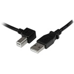StarTech USB-A 2.0 -> USB-B 2.0 M/M adatkábel fekete egyenes/90° bal