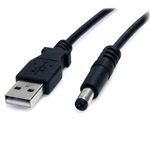 StarTech USB-A 2.0 -> DC 5.5 x 2.1mm M/M tápkábel fekete