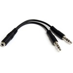 StarTech 2db Jack stereo 3,5mm -> Jack stereo 3,5mm (4pin) M/F audio kábel 0.13m fekete