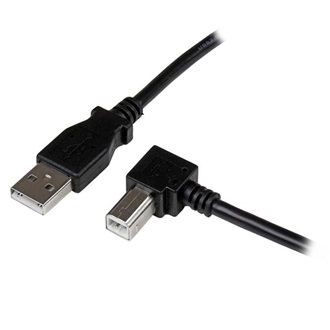 StarTech USB-A 2.0 -> USB-B 2.0 M/M adatkábel 3m fekete egyenes/90°jobb